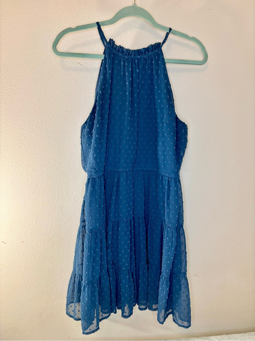 Trixxi Blue Halter Tiered Mini Dress size medium